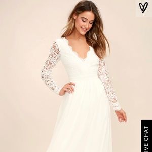 AWAKEN MY LOVE WHITE LONG SLEEVE LACE MAXI DRESS